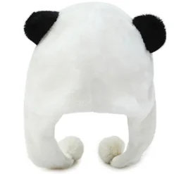 Tegneserie Plys Panda Dyr Hue med Pom Pom Lange Stropper Termisk Varm Sjovt Udstoppede Legetøj Øreklap Hue Festrekvisitter