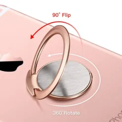 Telefonringholder, Ultratynd 360° Roterende Fingergreb Ringholder Kompatibel med Magnetisk Bilholder til iPhone Samsung Galaxy (Rosaguld)-FA-