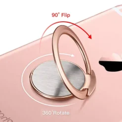Telefonringholder, Ultratynd 360° Roterende Fingergreb Ringholder Kompatibel med Magnetisk Bilholder til iPhone Samsung Galaxy (Rosaguld)-FA-
