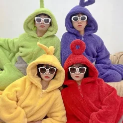 Teletubbies One Piece Pyjamas Voksen fortykket koralfleece Red M