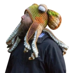 Tentakelhat Håndvævet blækspruttehat Jul Halloween Cosplay Lilla Khaki