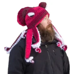 Tentakelhue Håndvævet blækspruttehue Jul Halloween Cosplay Lilla Z X Red