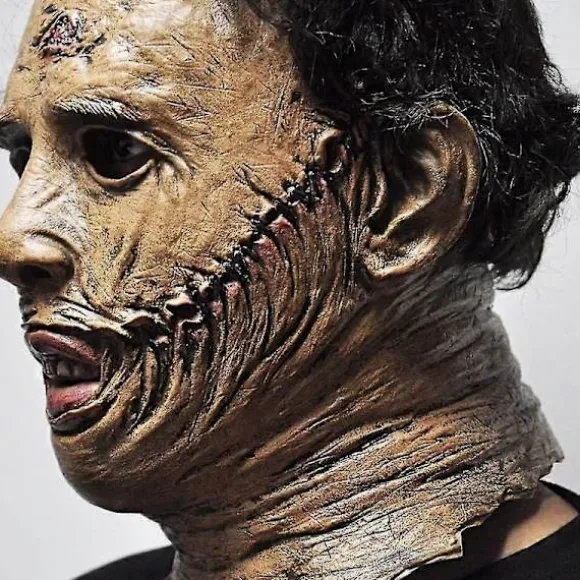 Texas Chainsaw Massacre Leatherface Maske i Latex - Horrorfilm Halloween Cosplay Kostumefest Eventrekvisitter Legetøj Karnevalsmaske-FF-