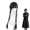 The Addams Family Film Wednesday Addams Parykker, Halloween Merchandise Gave Til Cosplay Festrekvisitter Flettet Hår Paryk