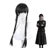 The Addams Family Movie Wednesday Addams Parykker, Halloween Merchandise Gave Til Cosplay Festrekvisitter Flettet Hår Paryk