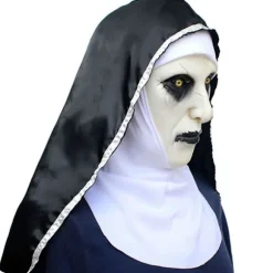 The Horror Nun Latex Mask m/tørklæde Valak Cosplay til Hallow White onesize