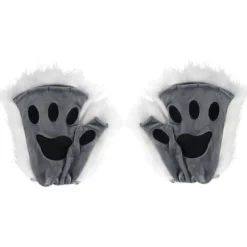 Therian Paws, Kattepote 1 Par Halvfinger Therian Paws Søde broderede pels poter Dekorative realistiske potehandsker til børn voksne cosplay scene, sort Grå | Fyndiq