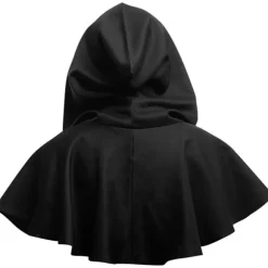 Tianhaik Halloween Grim Hætte Kappe Cosplay Kostumer Hætte Poncho til Mænd Kvinder Sort
