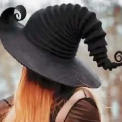 til Creative Large Ruched Halloween Witch Hat Vinklet Witch Hat Cosplay Party Pro