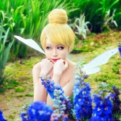Tinker Bell Paryk Kvinder Kort Glat Cosplay Kostume Paryk Til Halloween Hår Guld Blond Fest Jule Paryk