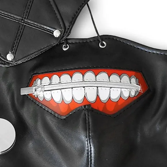 Tokyo Ghoul Kaneki Ken Maske Punk Maske Halloween Maskerade Cosplay Rekvisitter Gotisk Justerbar Lynlås Maske Med Aftagelig Øjenlap