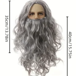 Tomte paryk skæg komplet sæt Jesus paryk Europa og USA langt krøllet hår jule paryk skæg sæt-A modeller