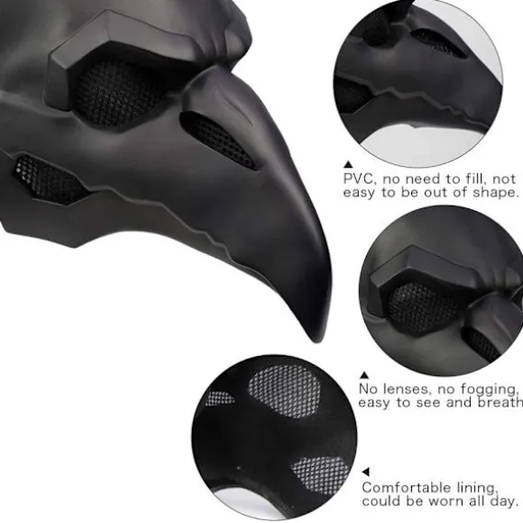 Trendy Pestlæge Maske Steampunk Lang Næb Fugl Maske Pestlæge Kostume Tilbehør