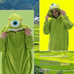 Tætsiddende Unisex Voksen Onesie Pyjamas, Flanell Cosplay Dyr One Piece Halloween kostume Sovetøj Hjemmetøj Q Grisling Mike 85cm