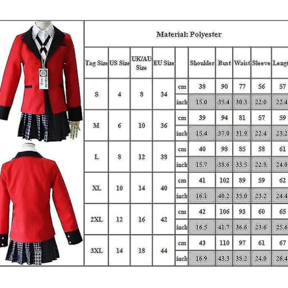 Tvangsagtig Spiller Kakegurui Kostume Jabami Yumeko Anime Kakegurui Kirari Momobami Uniform Sæt Til Kvinder M