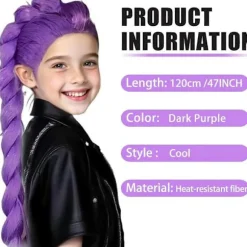 Udsøgt Demon Hunters Rumi Paryk 40" Lilla Hår Extensions Justerbar Hætte til Børn & Voksne, Rumi Kostume Børn Halloween Anime Kostume Paryk (Lilla, 4 Purple 24 Inch | Fyndiq