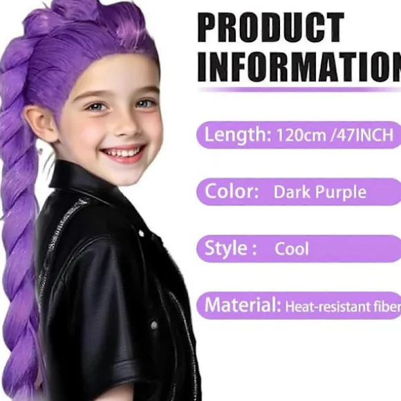 Udsøgt Demon Hunters Rumi Paryk 40" Lilla Hår Extensions Justerbar Hætte til Børn & Voksne, Rumi Kostume Børn Halloween Anime Kostume Paryk (Lilla, 4 Purple 24 Inch | Fyndiq