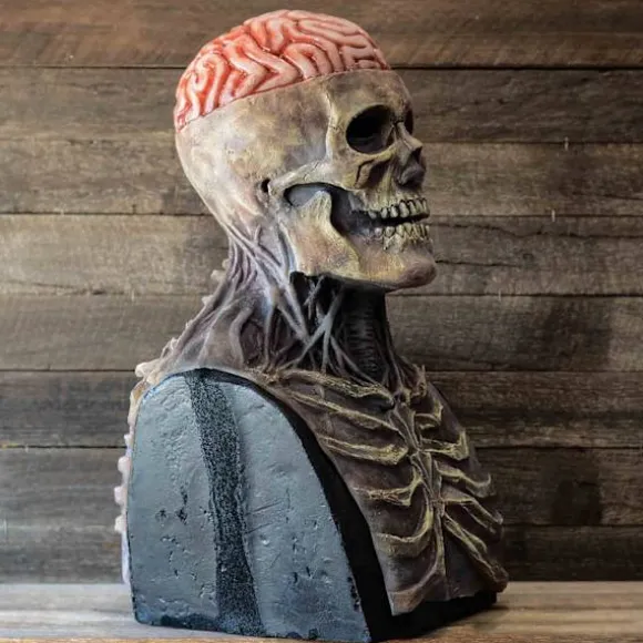 Uhæggelig Halloween Maske - Hjerne Skelet Kranie Maske - Latex Helhoved Maske - 3D Biokemisk Halloween Cosplay Maske