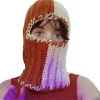 Uhæggelig Strikket Hue Halloween Farveblokke Spøgelse Balaclava Hue Kostumefest Cosplay Spøgelse Festhatte Hovedbeklædning orange hvid (orange hvid) | Fyndiq