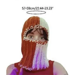 Uhæggelig Strikket Hue Halloween Farveblokke Spøgelse Balaclava Hue Kostumefest Cosplay Spøgelse Festhatte Hovedbeklædning orange hvid (orange hvid) | Fyndiq