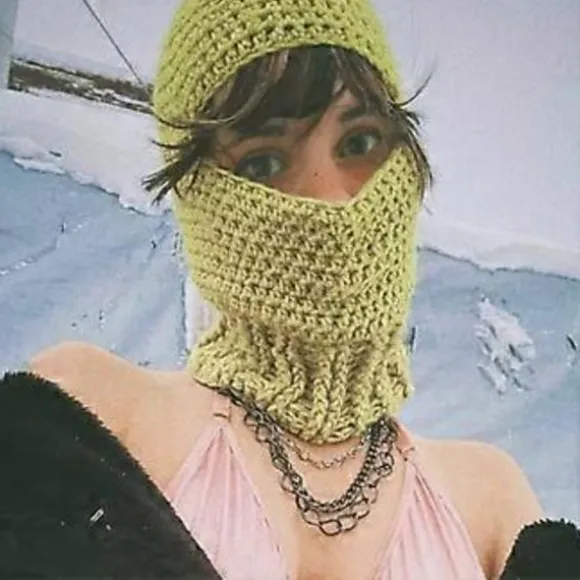 Uhæggelig Strikket Hue Halloween Farveblokke Spøgelse Balaclava Hue Kostumefest Cosplay Spøgelse Festhatte Hovedbeklædning orange hvid (orange hvid) | Fyndiq