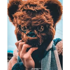 Uhyggelig Halloween-maske bjørn kanin maske, blodig plys hovedmaske Color2