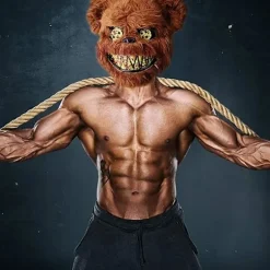 Uhyggelig Halloween-maske bjørn kanin maske, blodig plys hovedmaske Color2