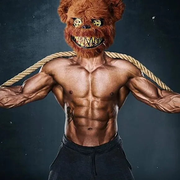 Uhyggelig Halloween-maske bjørn kanin maske, blodig plys hovedmaske Color2