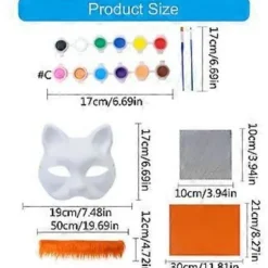 Umalede Rævemaske Halloween Cosplay Maske Håndmalet Kattemaske med Pels Anime Cosplay Maske Dyremaske Sæt