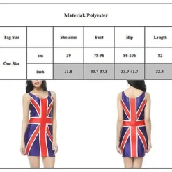 Union Jack Flag Kjole til Kvinder, Rød Hvid og Blå Union Jack Flag Klassisk Ærmeløs Mini Kjole, Kongens Kroningsfest Kostume