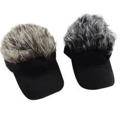 Unisex Fake Hår Visir Hat Golf Paryk Kasket Justerbar Fest Kostume Hat Til Kvinder Mænd Gray