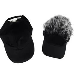 Unisex Fake Hår Visir Hat Golf Paryk Kasket Justerbar Fest Kostume Hat Til Kvinder Mænd Gray