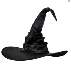 Unisex Halloween Vinklet Heksehat Sort Folder Troldmand Hat Mænd Kvinder A