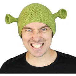 Unisex Håndlavet Strikket Shrek Hat, Beanie, Varmt og Holdbart Håndlavet Strikket Hat, Cosplay Bowler Hat, Uld Vinterhat til Kvinder Mænd Grøn