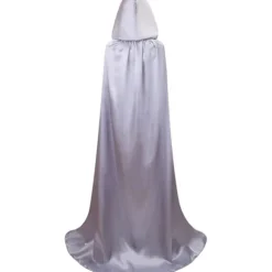 Unisex Hætte Cape i Fuld Længde Halloween Julekostume Fest Kappe Størrelse 43" til 67" Silver 130CM/51"