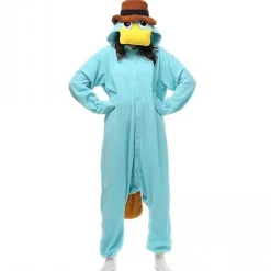Unisex Perry Næbdyr Kostume Heldragt Monster Cosplay Pyjamas Voksen Pyjamas Dyrepyjamas Body, XL-FS-