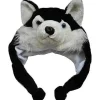 Unisex Vinter Plys Øreklap Dyrehatte Sort Husky Hovedomkreds 56-58cm/22-22.83inch