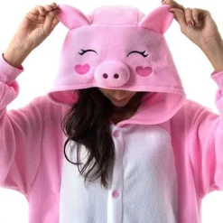 Unisex Voksen Tegneserie Kostume Halloween Jul Pyjamas Jumpsuit Onesies Plys Cosplay Pyjamas Rosa Gris S_tfrf