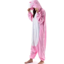 Unisex Voksen Tegneserie Kostume Halloween Jul Pyjamas Jumpsuit Onesies Plys Cosplay Pyjamas Rosa Gris S_tfrf