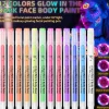 UV Neon Ansigtsmaling Markører 12 Farver, Glød I Mørket Kropsmaling Under Sort Lys