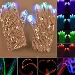 Vanter / Handsker med LED-lys - 6 Forskellige Lyseffekter Multicolor one size