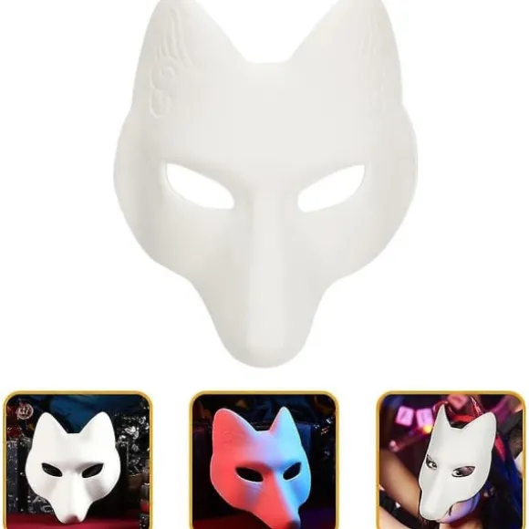 Varghoved Maske Dyremasker 2 stk. Rævemaske, Halloween Hvid Rævemaske AA