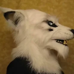 Varulve Ansigt Maske Glødende Øjne Bevægelige Ører Og Kæber Til Halloween Cosplay Fest