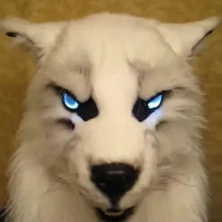 Varulve Ansigt Maske Glødende Øjne Bevægelige Ører Og Kæber Til Halloween Cosplay Fest