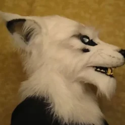 Varulvemaske med glødende øjne, bevægelige ører og kæber til Halloween Cosplay-fest black