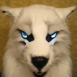 Varulvmaske med glødende øjne, bevægelige ører og kæber til Halloween Cosplay Party sort SQBB