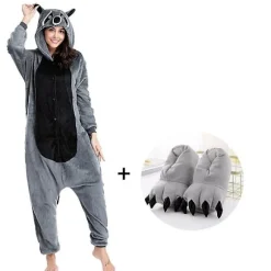 Vaskebjørn pyjamas mænd kigurumi dyre onesies til voksne tegneserie cosplay kostume ét-delt pijamas overall kvinder pyjamas heldragter Raccoon onesie L | Fyndiq