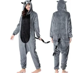 Vaskebjørn pyjamas mænd kigurumi dyre onesies til voksne tegneserie cosplay kostume ét-delt pijamas overall kvinder pyjamas heldragter Raccoon onesie L | Fyndiq