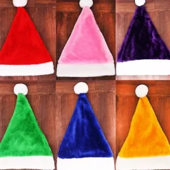 Velour Julemandshat Unisex Komfortabel Kreativ Flerfarvet Voksen & Børn Julehat til Julefrokost