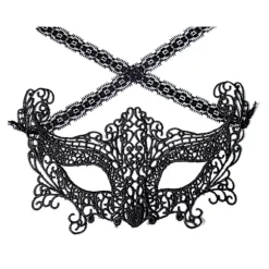 Venetiansk øjenmaske i blonder - blondermaske Bal Masked Halloween sort